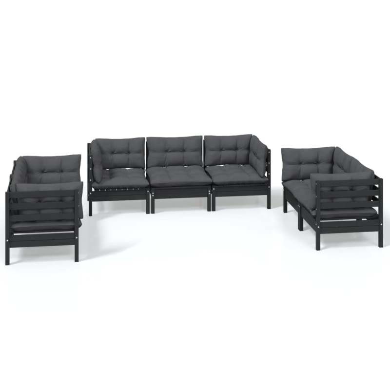vidaXL Juego de muebles de jardín 7 pzas y cojines madera maciza pino vidaXL Juego de muebles de jardín 7 pzas y cojines madera maciza pino