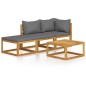 vidaXL Muebles de jardín 4 pzas cojines crema madera maciza de acacia vidaXL Muebles de jardín 4 pzas cojines crema madera maciza de acacia