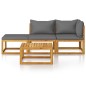 vidaXL Muebles de jardín 4 pzas cojines crema madera maciza de acacia vidaXL Muebles de jardín 4 pzas cojines crema madera maciza de acacia