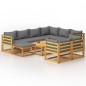 vidaXL Muebles de jardín 10 pzas cojines madera maciza de acacia vidaXL Muebles de jardín 10 pzas cojines madera maciza de acacia