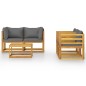 vidaXL Muebles de jardín 5 pzas cojines madera maciza de acacia 