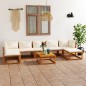 vidaXL Muebles de jardín 8 pzas cojines crema madera maciza de acacia vidaXL Muebles de jardín 8 pzas cojines crema madera maciza de acacia