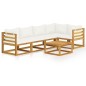 vidaXL Muebles de jardín 6 pzas cojines crema madera maciza de acacia
