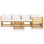 vidaXL Muebles de jardín 6 pzas cojines crema madera maciza de acacia