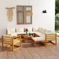 vidaXL Muebles de jardín 12 pzas cojines crema madera maciza acacia vidaXL Muebles de jardín 12 pzas cojines crema madera maciza acacia