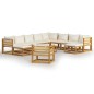 vidaXL Muebles de jardín 12 pzas cojines crema madera maciza acacia vidaXL Muebles de jardín 12 pzas cojines crema madera maciza acacia