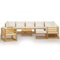 vidaXL Muebles de jardín 12 pzas cojines crema madera maciza acacia vidaXL Muebles de jardín 12 pzas cojines crema madera maciza acacia