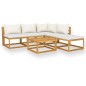 vidaXL Muebles de jardín 6 pzas cojines crema madera maciza de acacia vidaXL Muebles de jardín 6 pzas cojines crema madera maciza de acacia