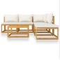 vidaXL Muebles de jardín 6 pzas cojines crema madera maciza de acacia vidaXL Muebles de jardín 6 pzas cojines crema madera maciza de acacia