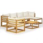 vidaXL Muebles de jardín 7 pzas cojines crema madera maciza de acacia vidaXL Muebles de jardín 7 pzas cojines crema madera maciza de acacia