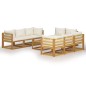 vidaXL Muebles de jardín 9 pzas cojines crema madera maciza de acacia
