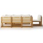 vidaXL Muebles de jardín 9 pzas cojines crema madera maciza de acacia