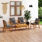 vidaXL Muebles de jardín 5 piezas cojines madera maciza de acacia