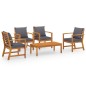 vidaXL Muebles de jardín 5 piezas cojines madera maciza de acacia