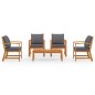 vidaXL Muebles de jardín 5 piezas cojines madera maciza de acacia