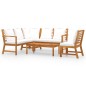 vidaXL Muebles de jardín 5 pzas cojines crema madera maciza de acacia 