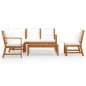 vidaXL Muebles de jardín 5 pzas cojines crema madera maciza de acacia 