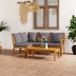 vidaXL Muebles de jardín 4 pzas cojines crema madera maciza de acacia vidaXL Muebles de jardín 4 pzas cojines crema madera maciza de acacia