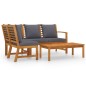 vidaXL Muebles de jardín 4 pzas cojines crema madera maciza de acacia vidaXL Muebles de jardín 4 pzas cojines crema madera maciza de acacia