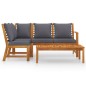vidaXL Muebles de jardín 4 pzas cojines crema madera maciza de acacia vidaXL Muebles de jardín 4 pzas cojines crema madera maciza de acacia