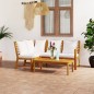vidaXL Muebles de jardín 4 pzas cojines crema madera maciza de acacia vidaXL Muebles de jardín 4 pzas cojines crema madera maciza de acacia