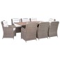 vidaXL Set de comedor jardín 9 pzas y cojines ratán sintético marrón vidaXL Set de comedor jardín 9 pzas y cojines ratán sintético marrón