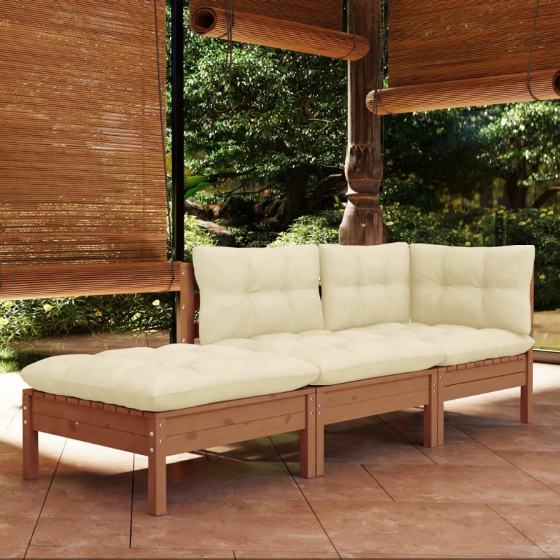 vidaXL Muebles de jardín 3 piezas cojines madera maciza de pino