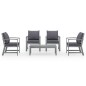 vidaXL Muebles de jardín 5 pzas cojines gris madera maciza de acacia vidaXL Muebles de jardín 5 pzas cojines gris madera maciza de acacia
