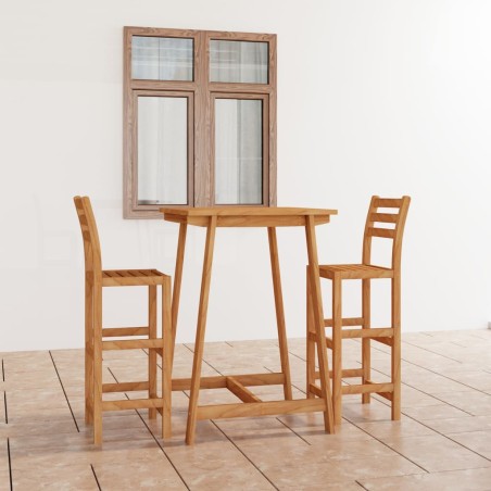 vidaXL Mesa y sillas de bar para jardín 3 pzas madera maciza de acacia