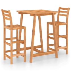 vidaXL Mesa y sillas de bar para jardín 3 pzas madera maciza de acacia