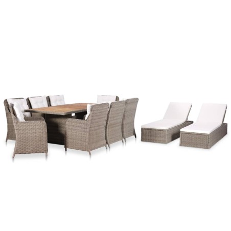 vidaXL Set de muebles de jardín 11 piezas ratán sintético