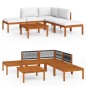vidaXL Muebles de jardín 6 pzas cojines crema madera maciza de acacia vidaXL Muebles de jardín 6 pzas cojines crema madera maciza de acacia