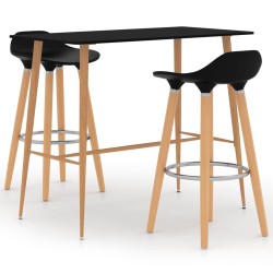 vidaXL Juego de mesa alta y taburetes de bar 3 piezas negro