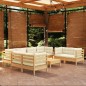 vidaXL Muebles de jardín 9 pzas y cojines madera maciza de pino crema vidaXL Muebles de jardín 9 pzas y cojines madera maciza de pino crema