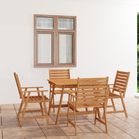 vidaXL Juego de comedor para jardín 5 piezas madera maciza de acacia