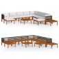 vidaXL Muebles de jardín 12 pzas cojines crema madera maciza acacia vidaXL Muebles de jardín 12 pzas cojines crema madera maciza acacia
