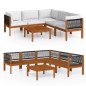 vidaXL Muebles de jardín 6 pzas cojines crema madera maciza de acacia vidaXL Muebles de jardín 6 pzas cojines crema madera maciza de acacia
