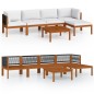 vidaXL Muebles de jardín 6 pzas cojines crema madera maciza de acacia vidaXL Muebles de jardín 6 pzas cojines crema madera maciza de acacia