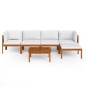 vidaXL Muebles de jardín 6 pzas cojines crema madera maciza de acacia vidaXL Muebles de jardín 6 pzas cojines crema madera maciza de acacia