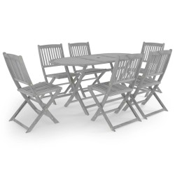 vidaXL Juego de comedor de jardín 7 pzas madera maciza de acacia gris