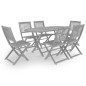 vidaXL Juego de comedor de jardín 7 pzas madera maciza de acacia gris vidaXL Juego de comedor de jardín 7 pzas madera maciza de acacia gris