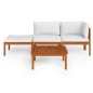 vidaXL Muebles de jardín 4 pzas cojines crema madera maciza de acacia 