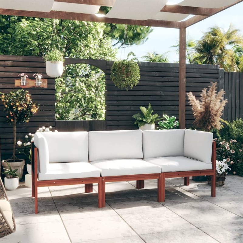 vidaXL Sofá de jardín de 3 plazas con cojín madera maciza de acacia vidaXL Sofá de jardín de 3 plazas con cojín madera maciza de acacia