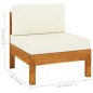 vidaXL Sofá de jardín de 3 plazas con cojín crema madera maciza acacia vidaXL Sofá de jardín de 3 plazas con cojín crema madera maciza acacia
