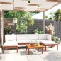 vidaXL Muebles de jardín 7 pzas cojines crema madera maciza de acacia vidaXL Muebles de jardín 7 pzas cojines crema madera maciza de acacia