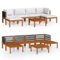 vidaXL Muebles de jardín 7 pzas cojines crema madera maciza de acacia vidaXL Muebles de jardín 7 pzas cojines crema madera maciza de acacia