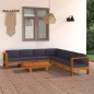 vidaXL Muebles de jardín 8 pzas con cojines gris oscuro madera acacia 