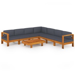 vidaXL Muebles de jardín 8 pzas con cojines gris oscuro madera acacia 