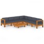 vidaXL Muebles de jardín 8 pzas con cojines gris oscuro madera acacia 
