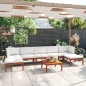 vidaXL Muebles de jardín 8 pzas cojines crema madera maciza de acacia 